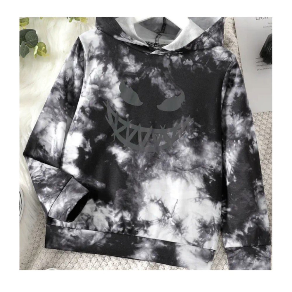 Boys Tie Dye Graphic Face Hoodie